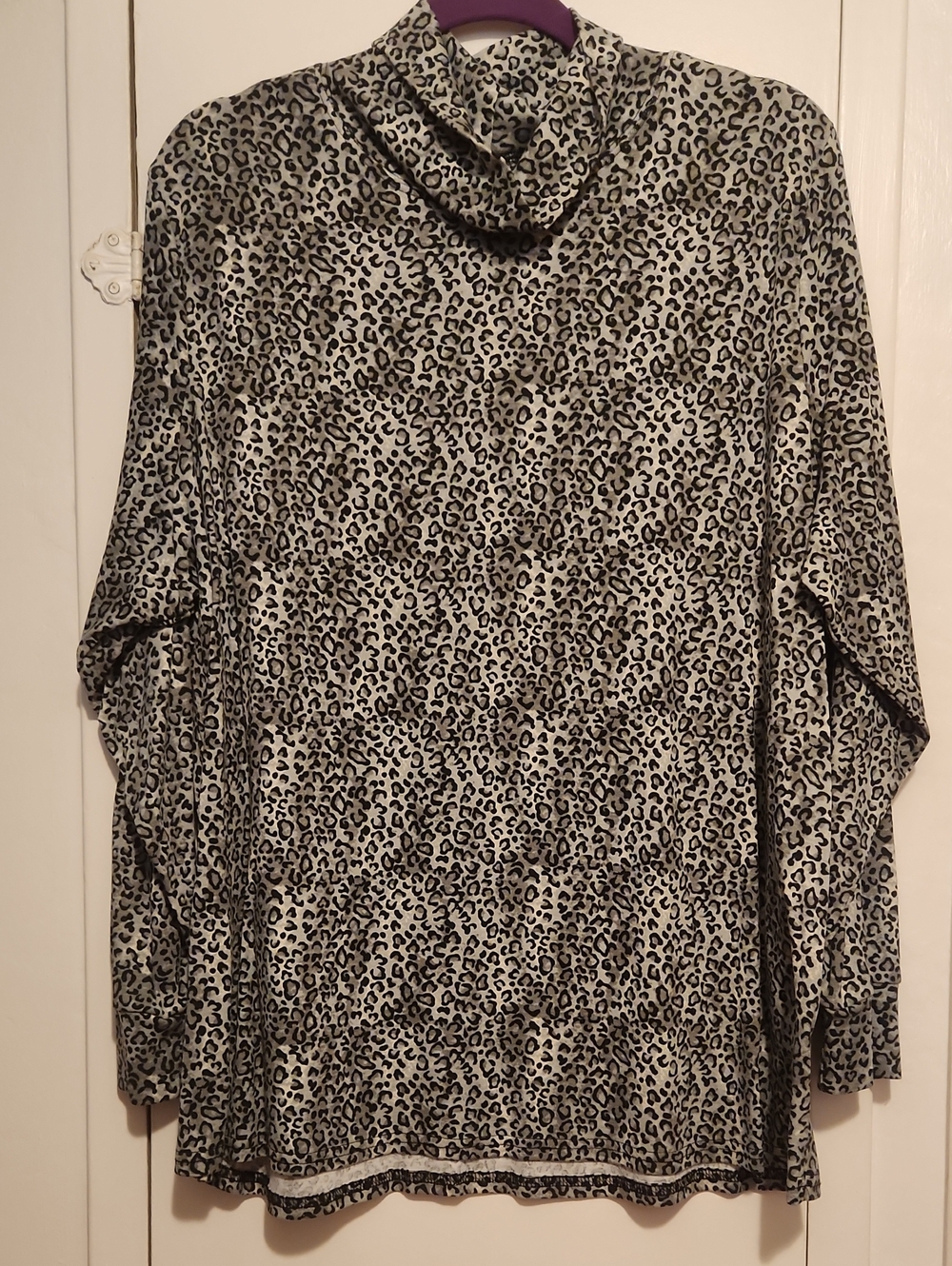 🔥Leopard Print Turtleneck Long Sleeve Top - Black & GRAY